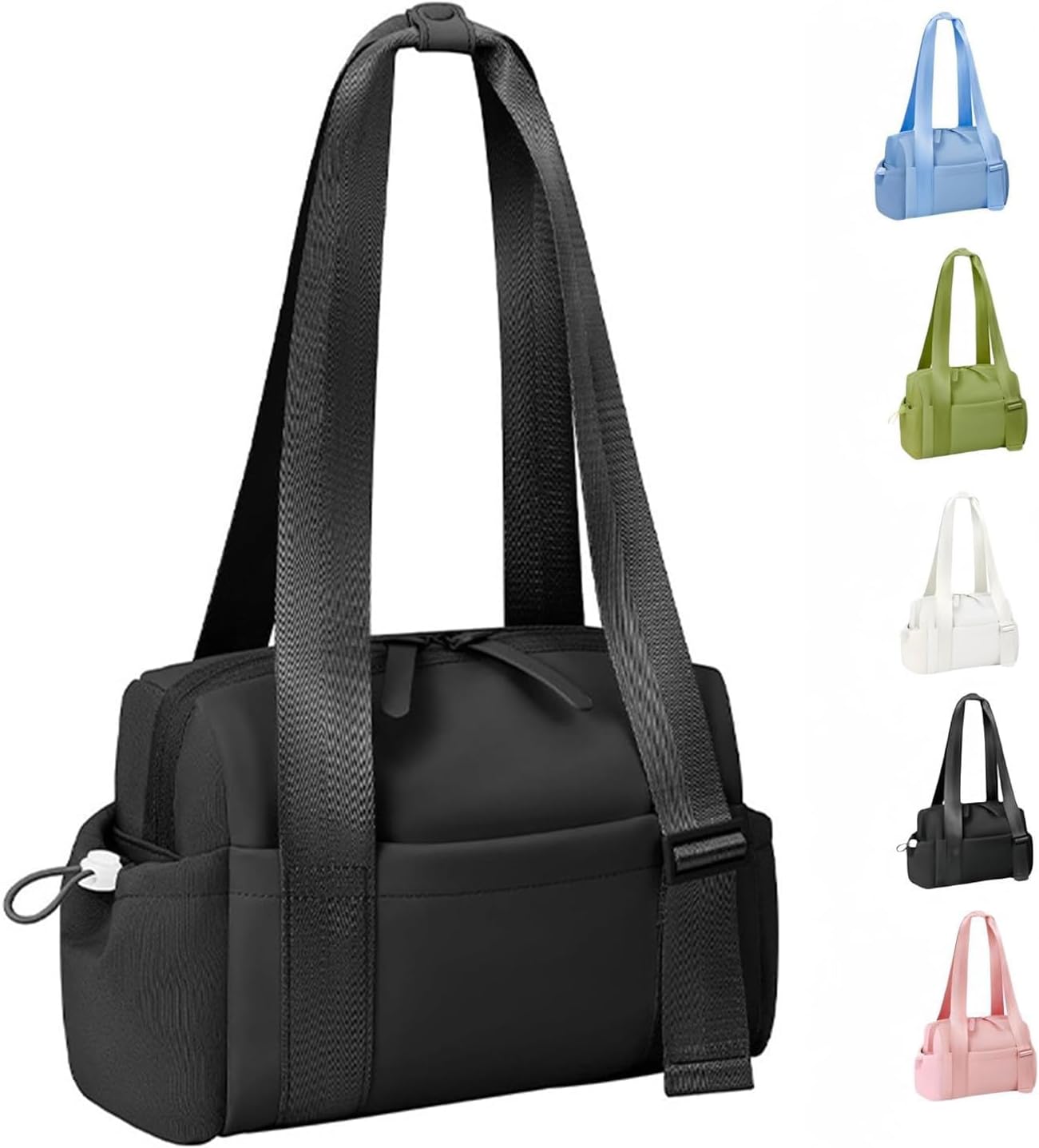 Mini Gym Bag for Women, Small Duffle Bag with Wet Compartment, Lightweight Waterproof Cute Tote for Girls Workout Sport Travel (Black)