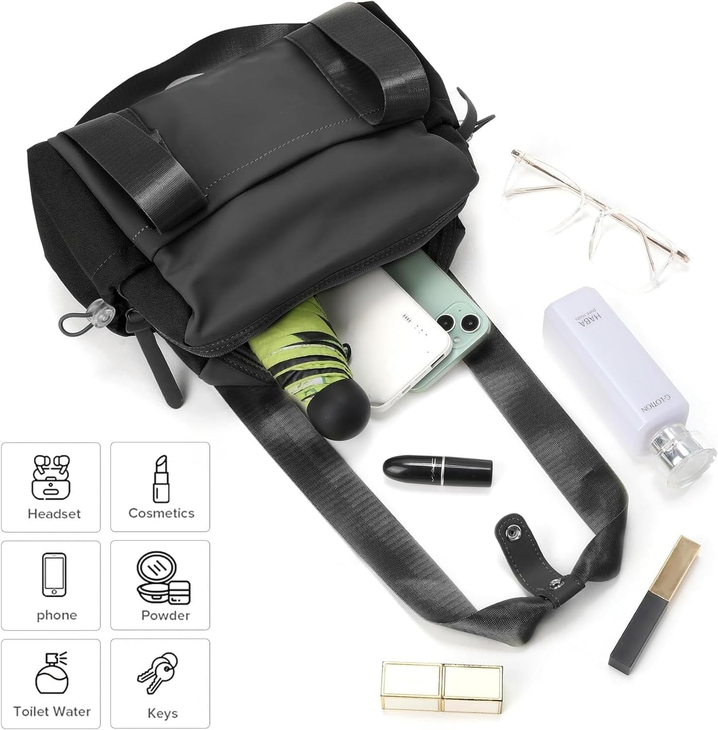 Mini Gym Bag for Women, Small Duffle Bag with Wet Compartment, Lightweight Waterproof Cute Tote for Girls Workout Sport Travel (Black)