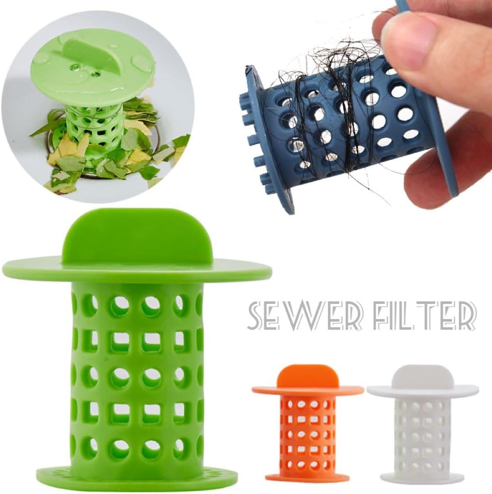 New Handle Bathroom Drain Hair Catcher Bath Stopper Plug Sink Strainer Filter Sewer Dredge Device Shower Hair Stopper (Pack of 4) Green-Blue-White-Orange 1.5 inch to 1.75 inch