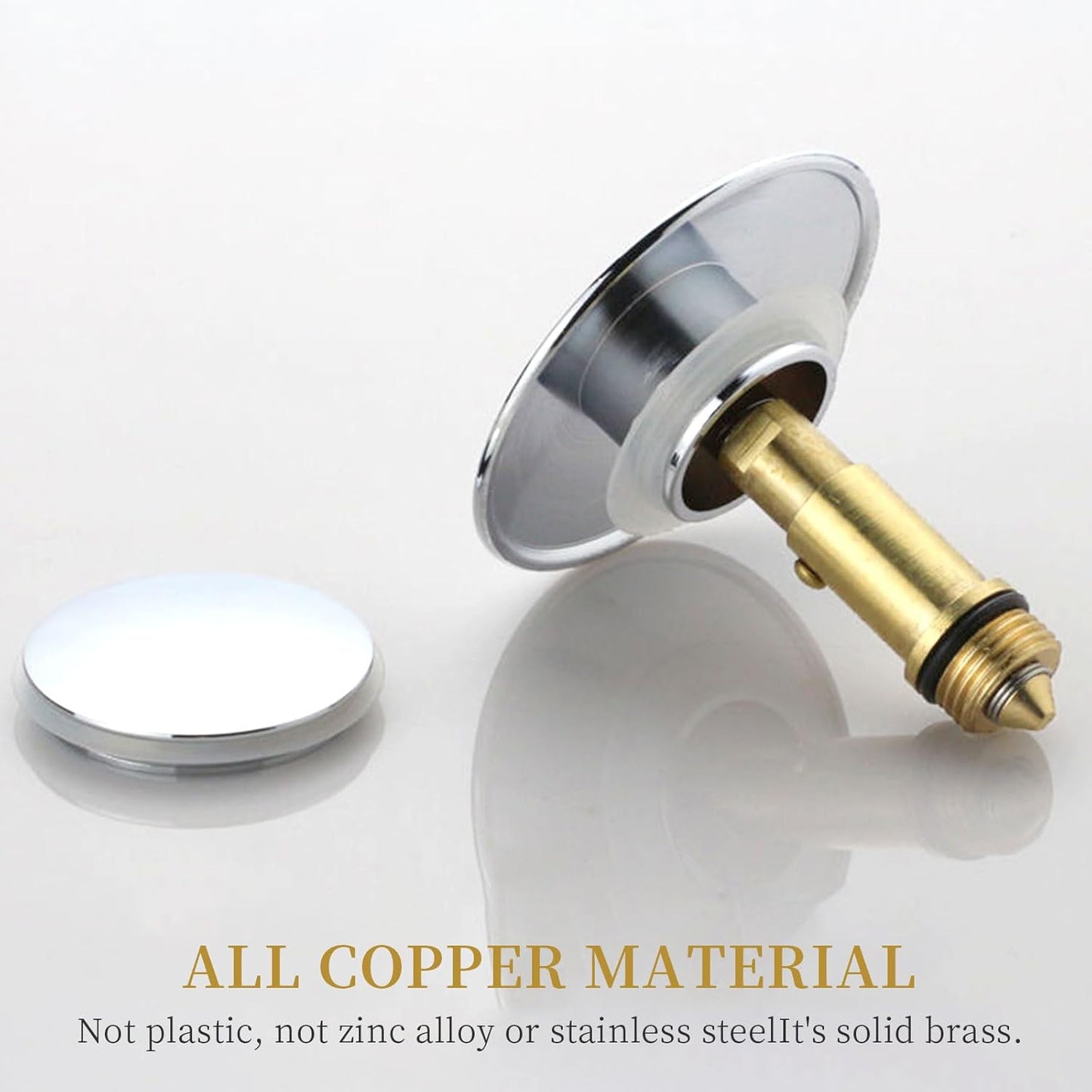 2 Pcs Bathroom Pop Up Sink Drain Stopper 66 mm Bathroom Sink Stopper, Pop-Up Click Clack Plug, Solid Brass Chrome Plated Plug, Suitable for Kitchen Bathroom Wash Basin