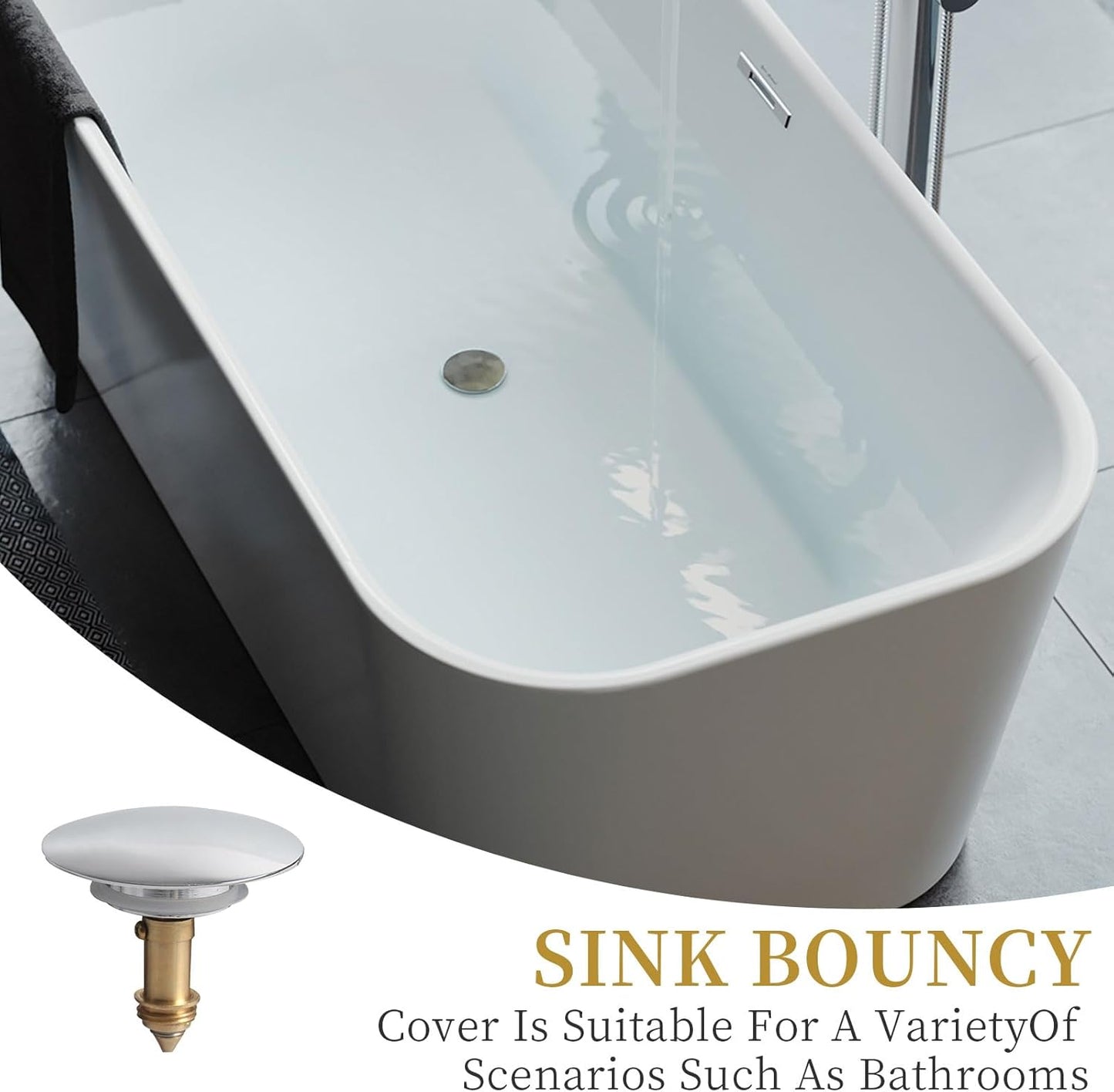 2 Pcs Bathroom Pop Up Sink Drain Stopper 66 mm Bathroom Sink Stopper, Pop-Up Click Clack Plug, Solid Brass Chrome Plated Plug, Suitable for Kitchen Bathroom Wash Basin