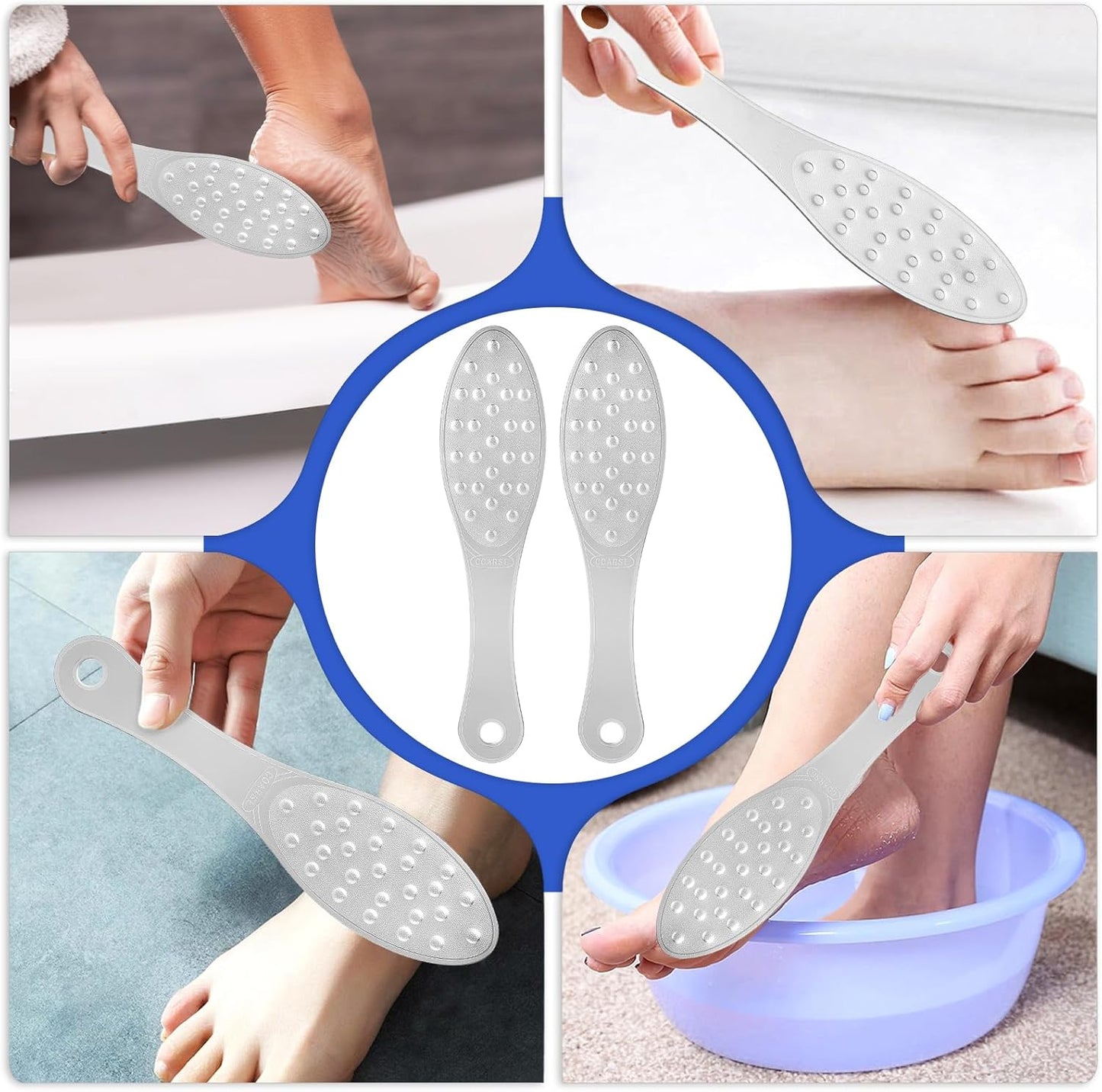 2 Pcs Foot Scraper Pedicure Metal Foot File Callus Remover for Feet Double Sided Foot Exfoliator Tool Set Foot Scrubber Professional Foot Rasp Scrubber for Wet Dry Skin Heel(Silver)