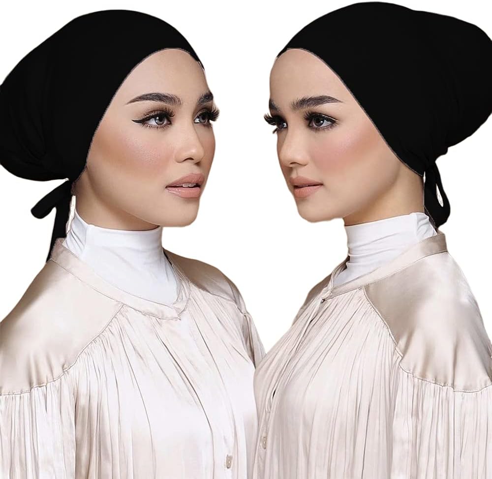 Women Under Scarf Hat Hijab Cap Islamic Muslim Under Scarf Hijab Cap with Tie-Back Closure