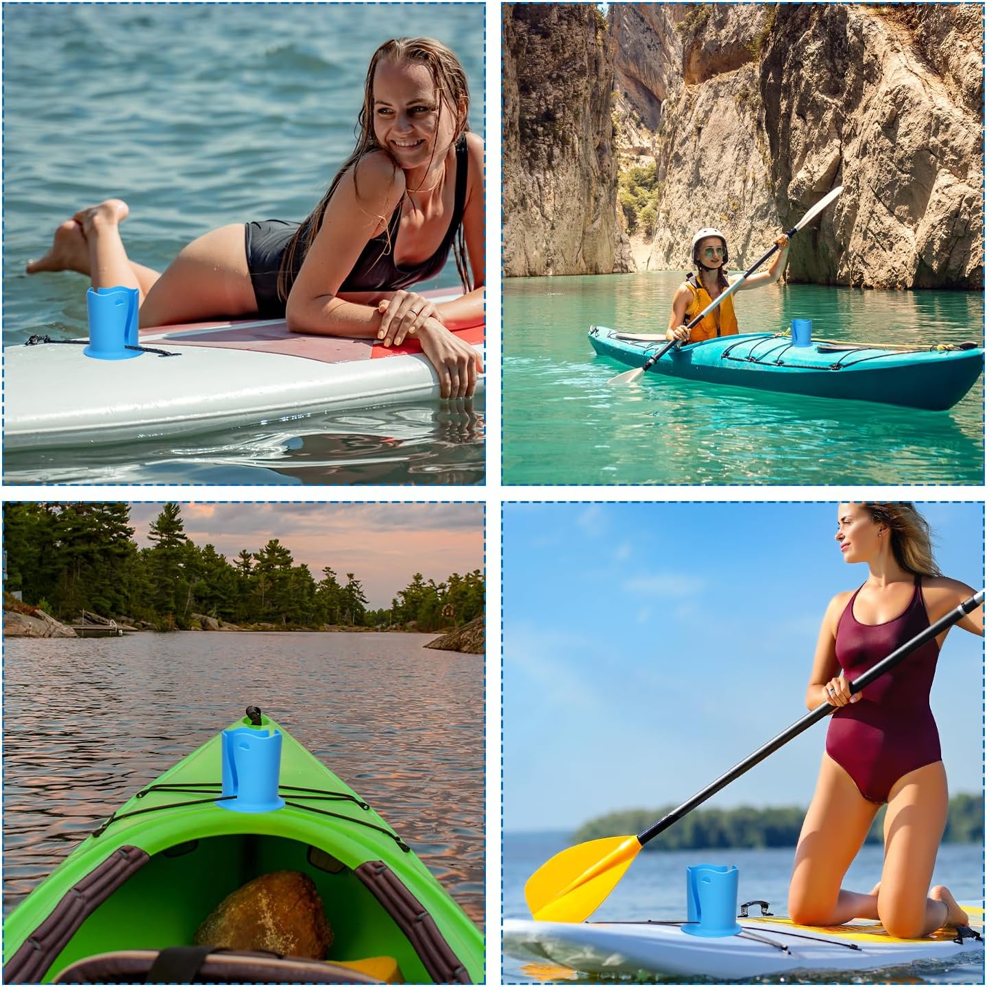 2pcs Paddle Board Cup Holder, Universal Kayak Drink Holder Multifunctional Anti-Toppling Paddleboard Cup Holder Surfboard Water Bottle Holder for Outdoor Fishing Boat Kayak Accessories