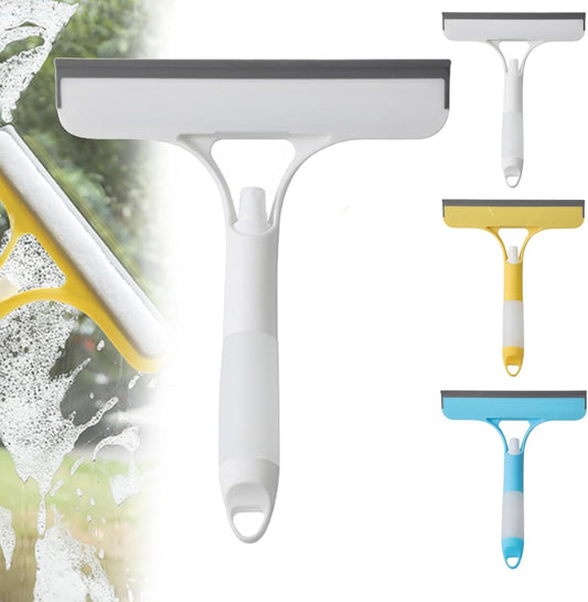 Recyclable Silicone Window Squeegee Kit, 3 in 1 Window Cleaning Scraper, Squeegee and Scrubber with Spray, Window Cleaning Scrapersqueegee, for Car, Home, Kitchen (White-1pcs)