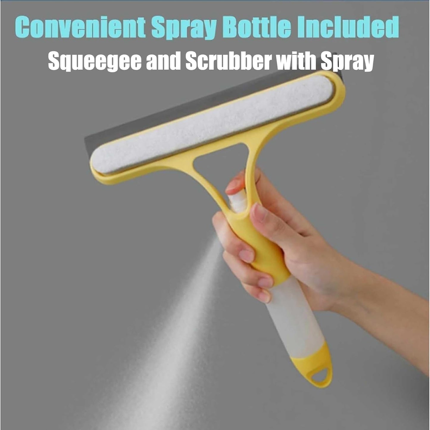 Recyclable Silicone Window Squeegee Kit, 3 in 1 Window Cleaning Scraper, Squeegee and Scrubber with Spray, Window Cleaning Scrapersqueegee, for Car, Home, Kitchen (White-1pcs)