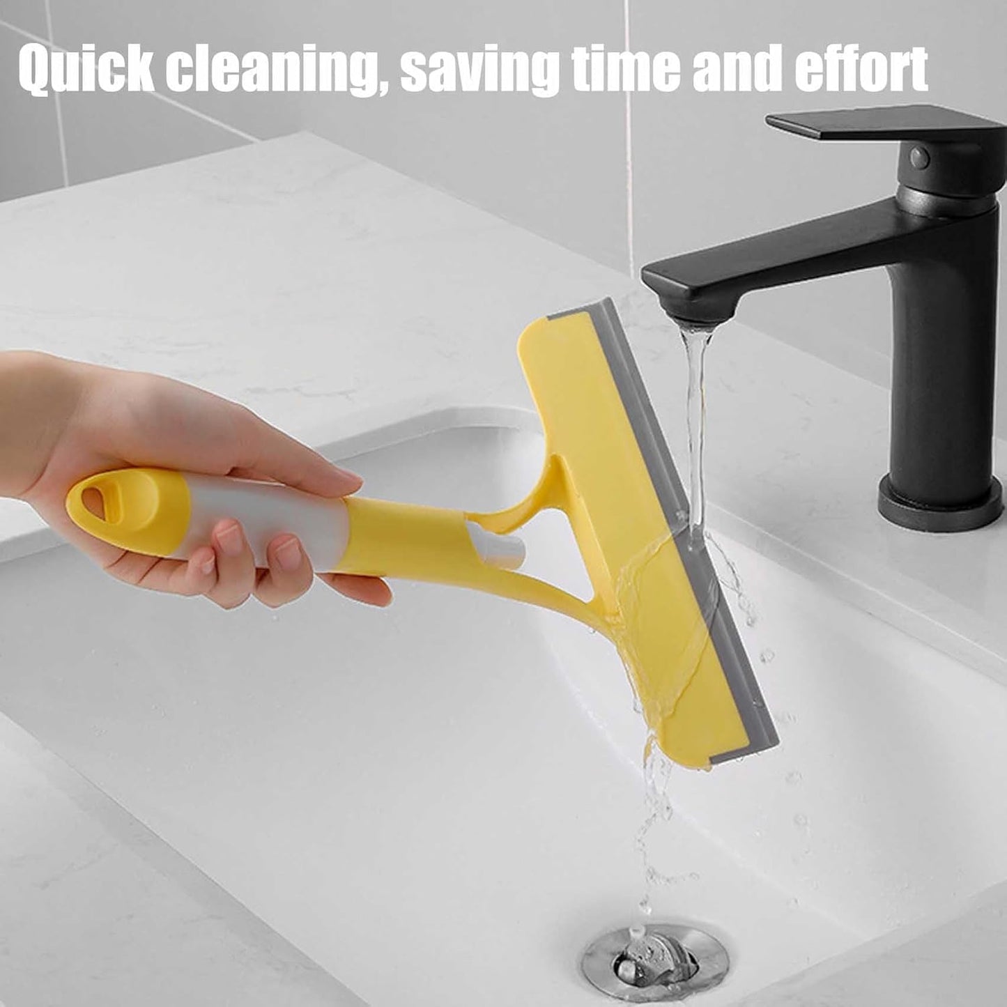 Recyclable Silicone Window Squeegee Kit, 3 in 1 Window Cleaning Scraper, Squeegee and Scrubber with Spray, Window Cleaning Scrapersqueegee, for Car, Home, Kitchen (White-1pcs)