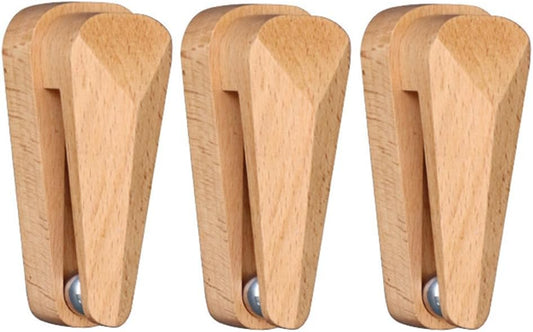 Self Adhesive Beech Wood Towel Clips with Unique Gravity Carbon Steel Ball Multifunctional No Drilling Wall Mount Towel Holder for Cupboards Kitchen Bedroom