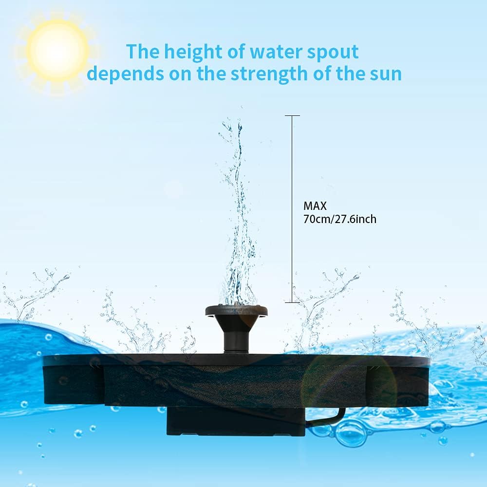 Solar Birdbath Fountain Pump 2.4W Floating Water Fountain Panel Kit for Bird Bath Small Pond Garden Patio and Lawn