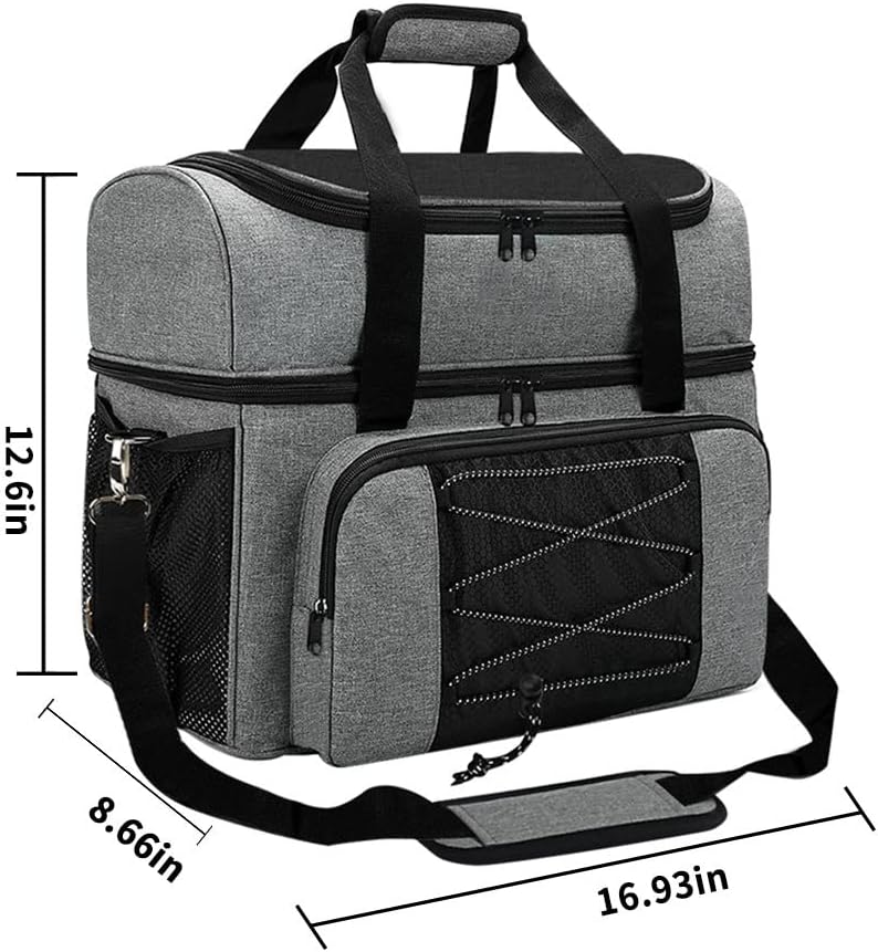Bowling Bag for 2 Balls Portable Bowling Tote Bag with Padded Ball Holder for Double Ball and Pair of Bowling Shoes up to Mens 16