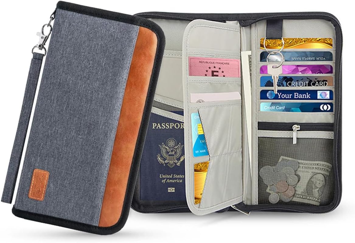 Travel Passport Wallet Family Passport Holder Documents Organizer with RFID Blocker for Men & Women