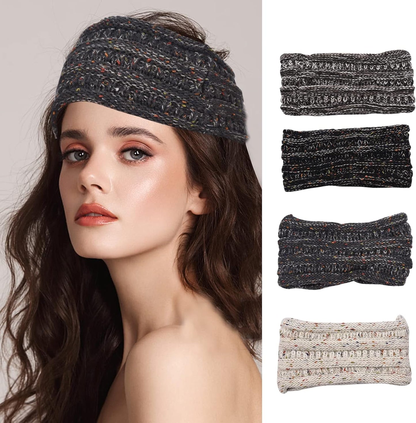 Women's Winter Knitted Turban Headband Warm Crochet Headwrap Ear Warmer Hair Accessory