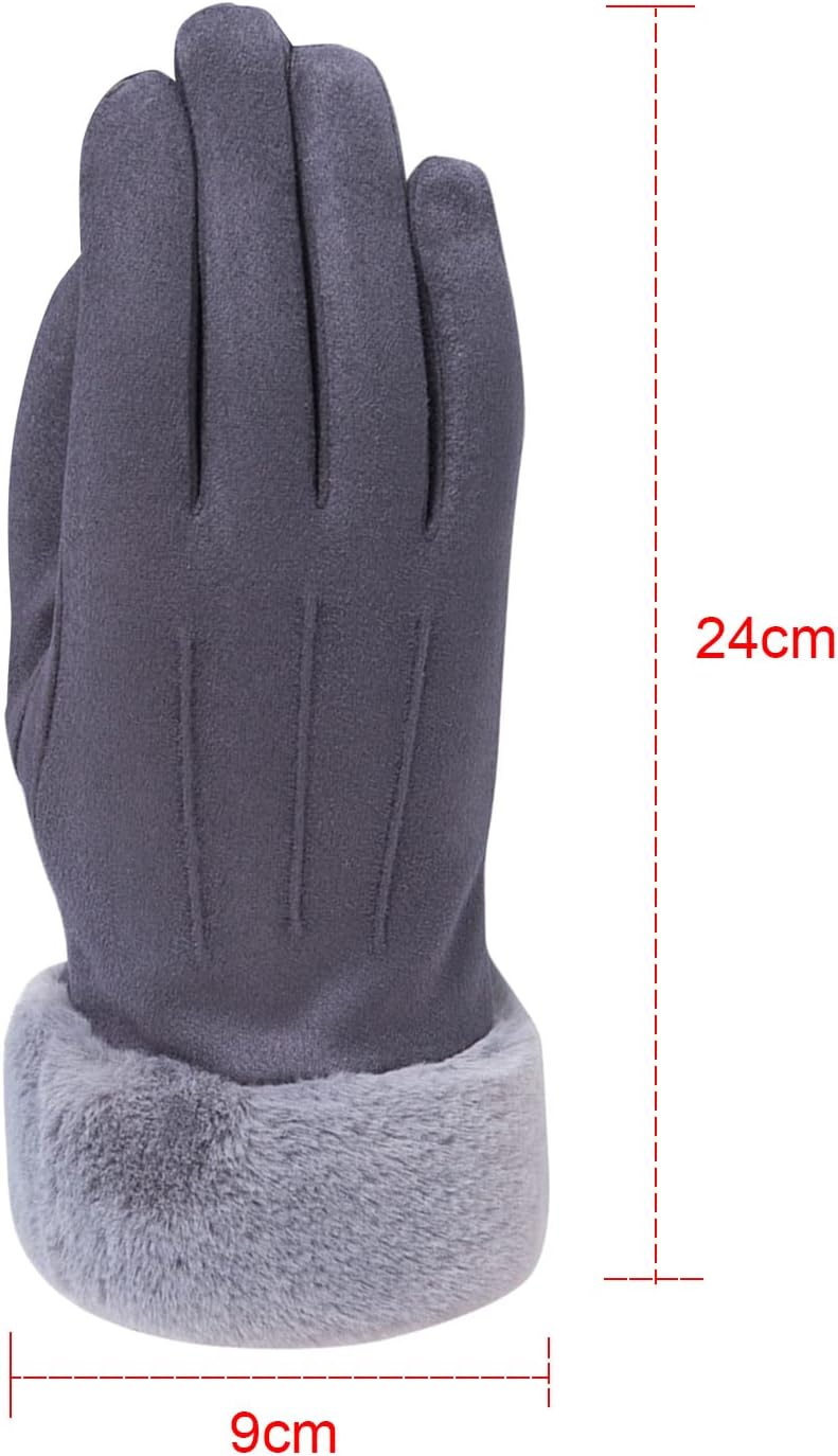 Winter Touch Screen with Soft Velvet Lining, Stylish Faux Suede Leather & Polyester Design for Women