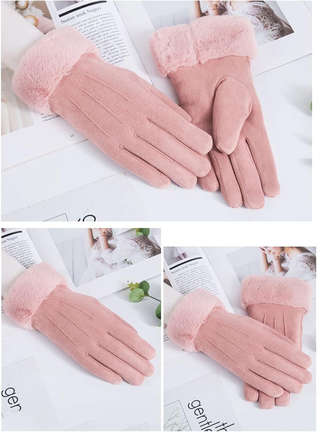 Winter Touch Screen with Soft Velvet Lining, Stylish Faux Suede Leather & Polyester Design for Women