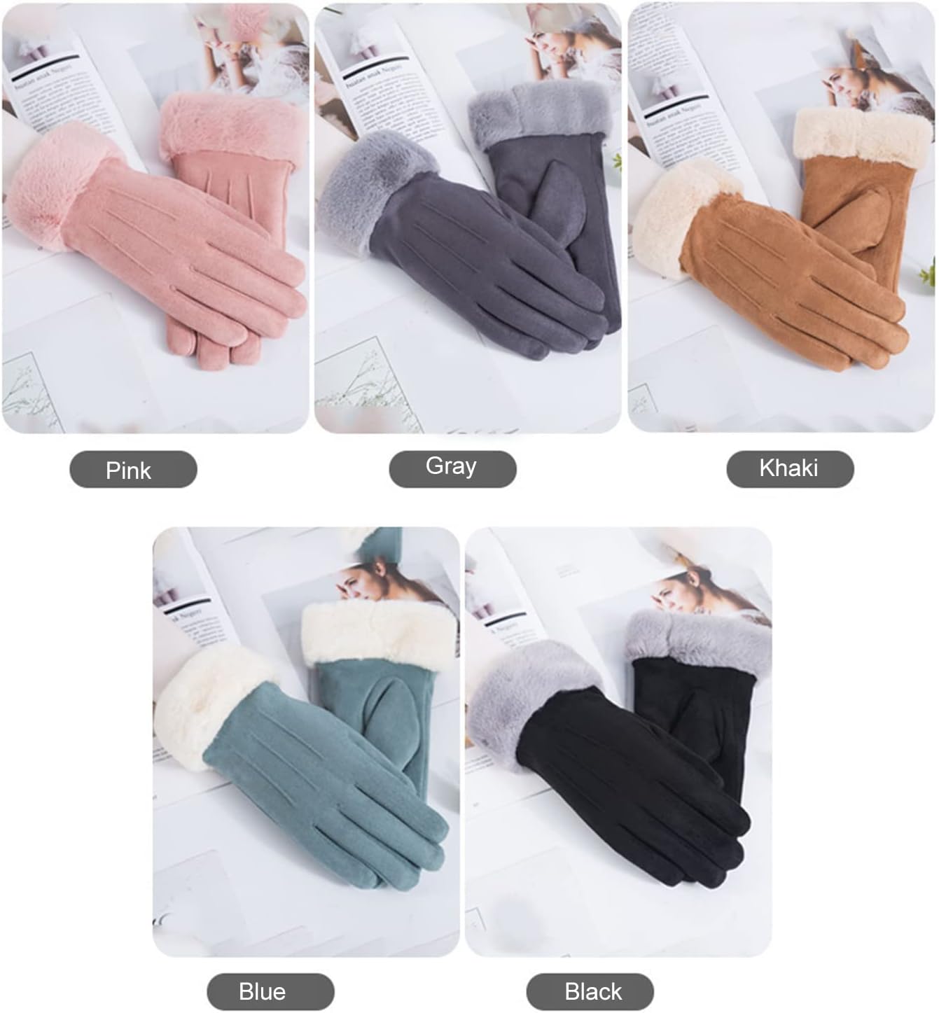 Winter Touch Screen with Soft Velvet Lining, Stylish Faux Suede Leather & Polyester Design for Women