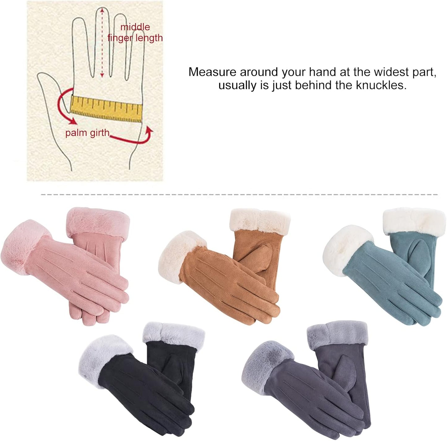 Winter Touch Screen with Soft Velvet Lining, Stylish Faux Suede Leather & Polyester Design for Women