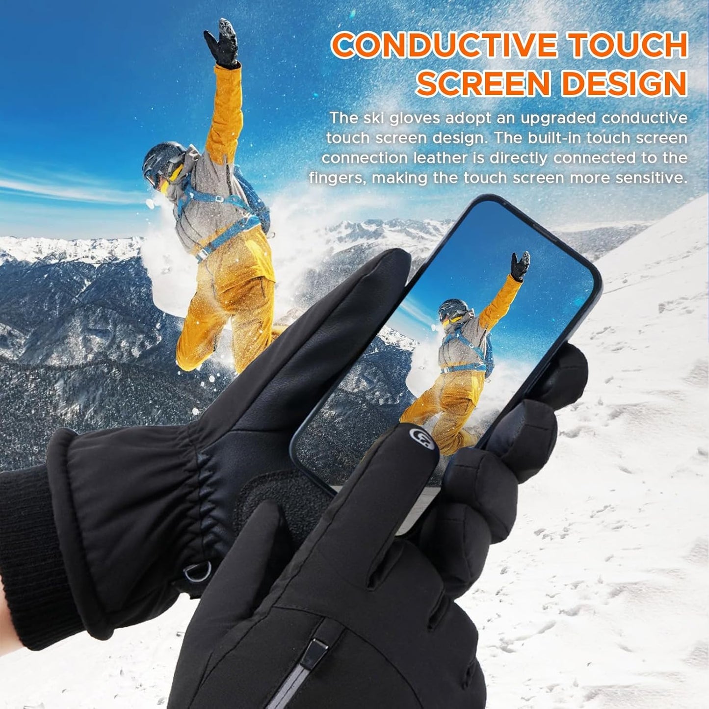 Waterproof Anti-Slip Touchscreen Winter for Skiing, Snowboarding, and Outdoor Activities