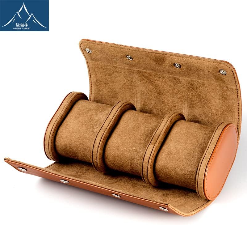 Premium Leather Mechanical Watch Storage Box - 3 Slot Dustproof Travel Case for Home Use, Brown