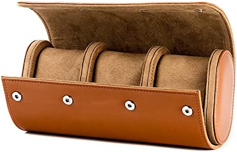 Premium Leather Mechanical Watch Storage Box - 3 Slot Dustproof Travel Case for Home Use, Brown