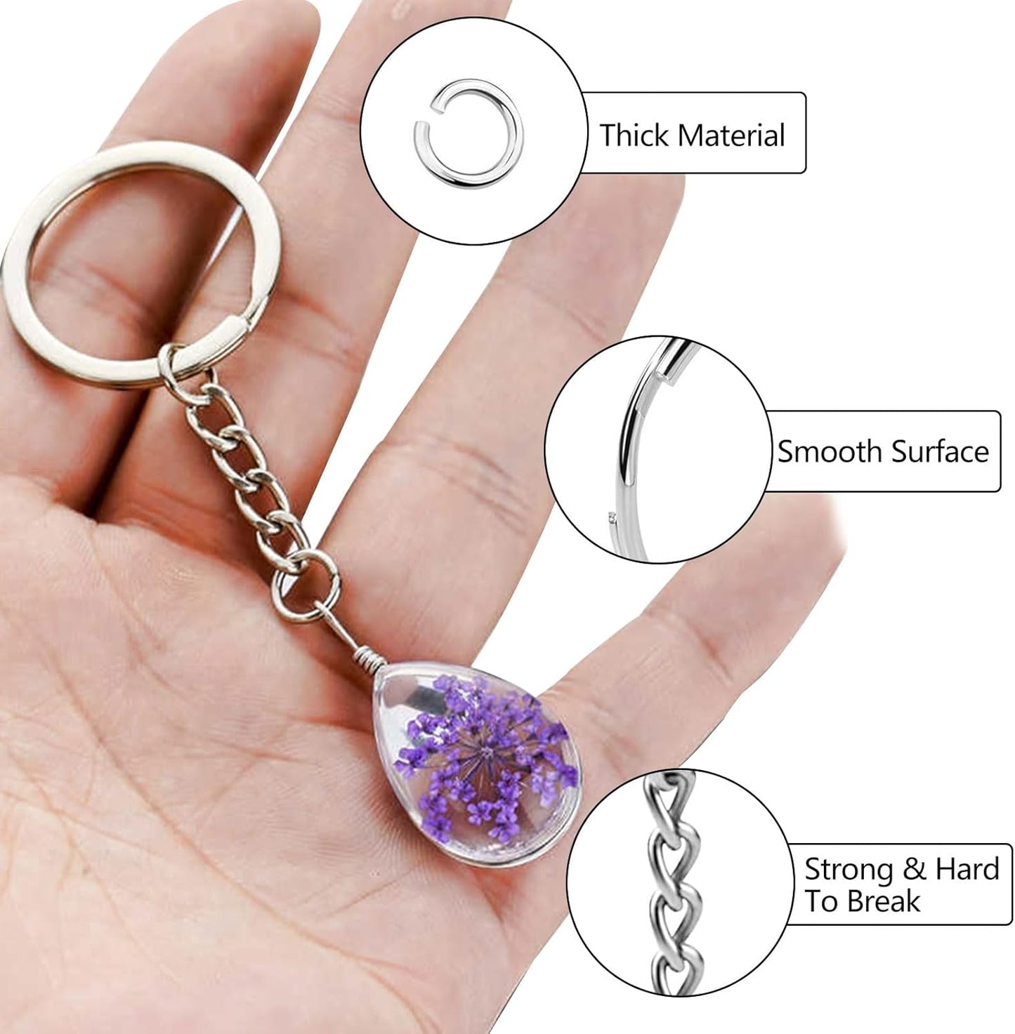 100 Pack Metal Keychains,1 Inch Split Key Chain Rings with Chain and Open Jump Rings for Keychain Making and Crafts DIY