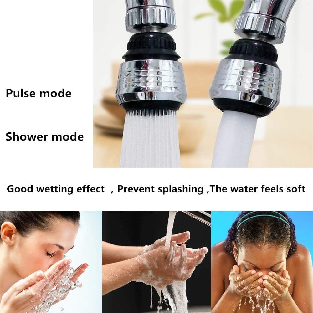 2PCS 360 Degree Swivel Faucet Aerator Deluxe Water Saving Faucet Sprayer Water Saving Bubbler Pressurized Faucet Filter Kitchen Accessories (360 Degree, Count, 2)