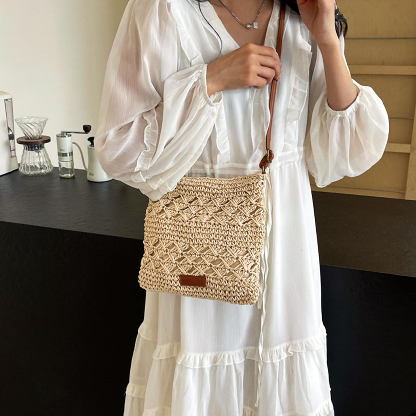 Summer Straw Bag for Women Small Beach Crossbody Bag Bohemian Weave Handmade Shoulder Handbags for Holiday Travel