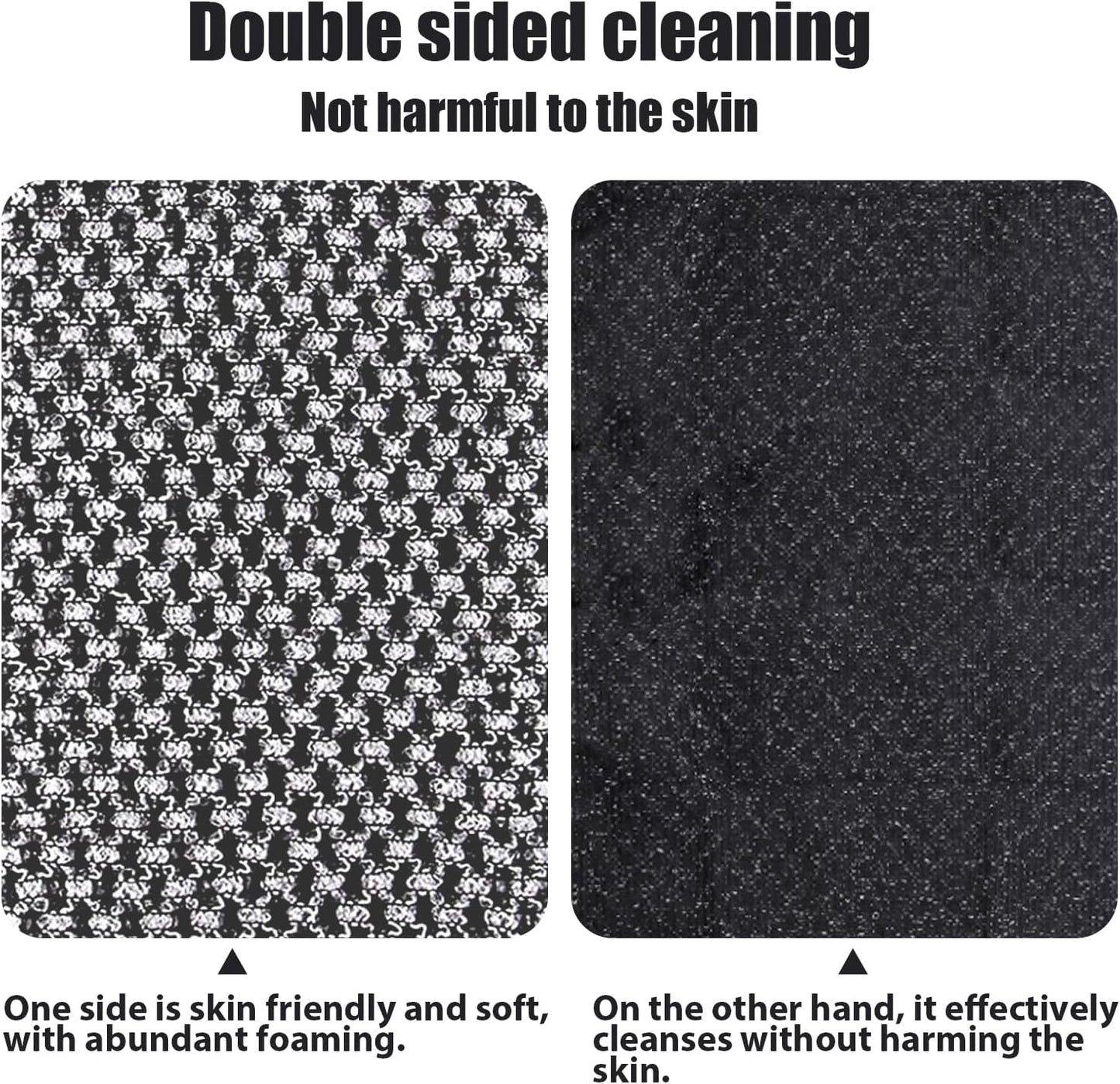 Extra Long Exfoliating Cloth, Deep Cleaning Exfoliating Towel, Reusable Exfoliating Body Scrubber (2 Pcs Black)