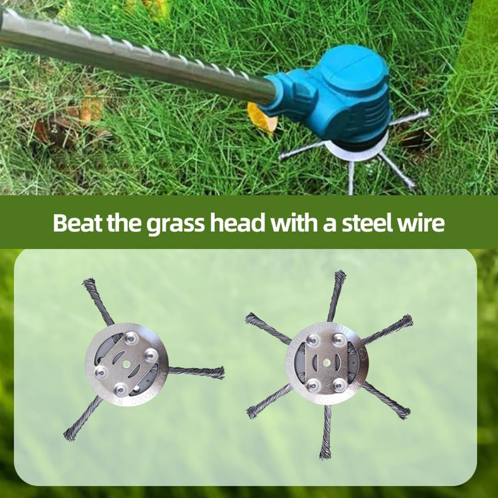 Universal Steel Wire Trimmer Head, 2025 New String Trimmer Replacement Head, 6 Inch Steel Wire Grass Trimmer Head for Electric Cordless String Trimmers, Weed Wrecker (6 Blade)