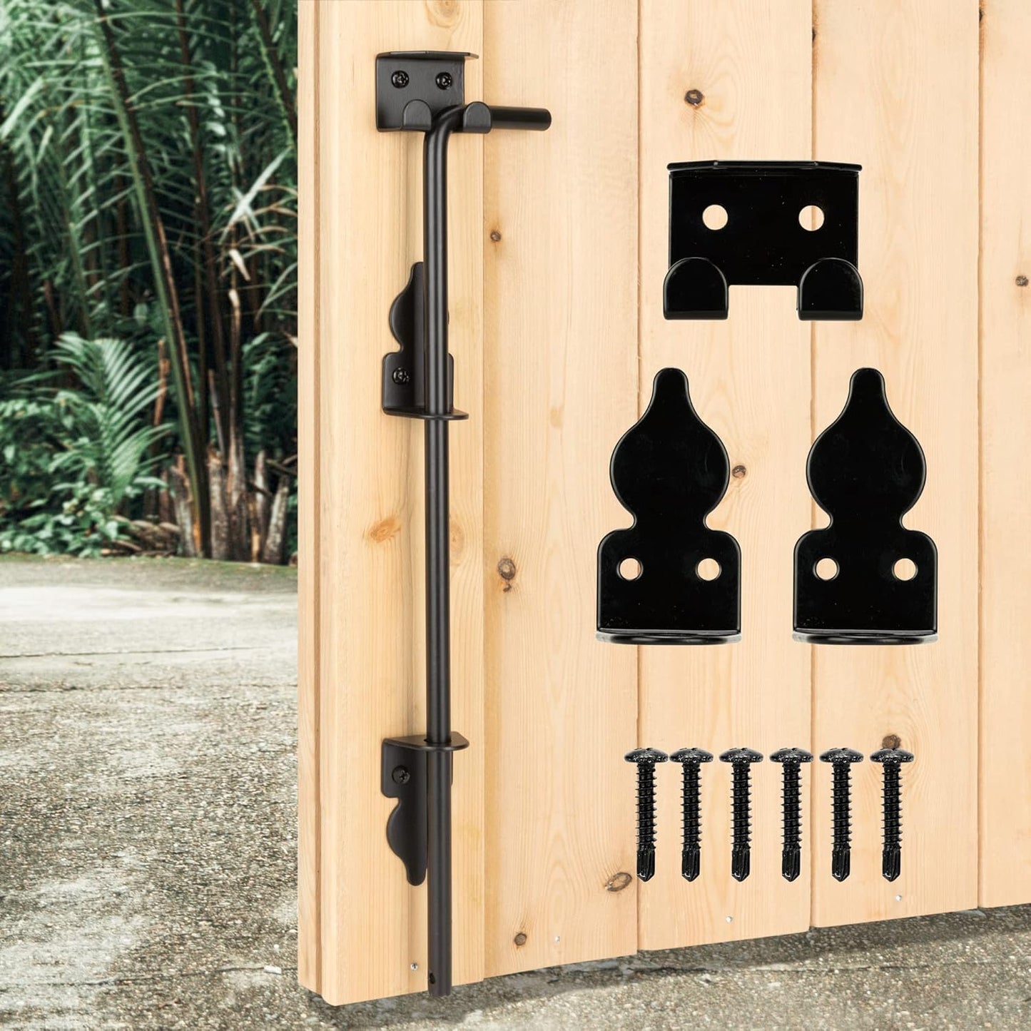 18" Heavy Duty Cane Bolt Gate Drop Rod-Steel Gate Ground Latch Designed for Wood Metal Vinyl Gates or Double Doors Fence Applications