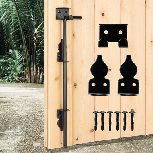 18" Heavy Duty Cane Bolt Gate Drop Rod-Steel Gate Ground Latch Designed for Wood Metal Vinyl Gates or Double Doors Fence Applications