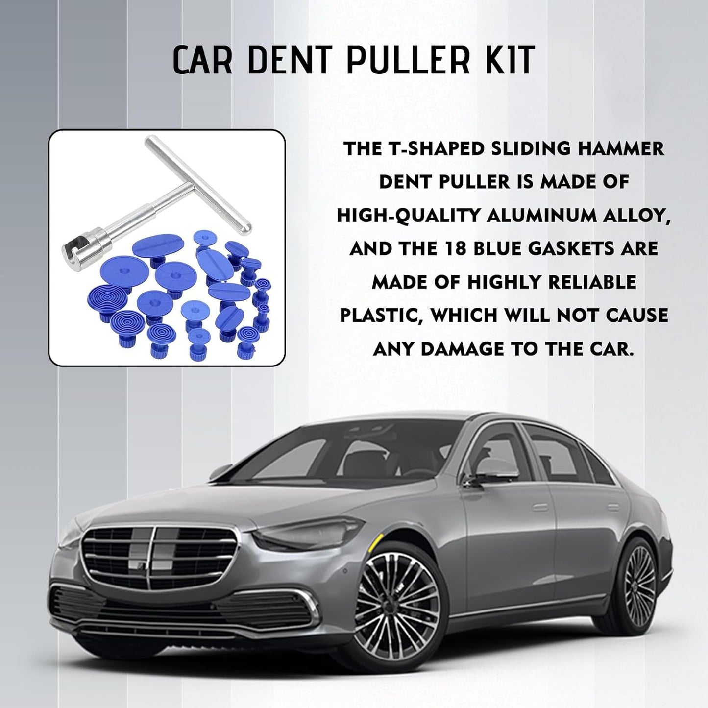 Car Dent Remover Puller Kit, Paintless Dent Repair Tool, Car Body Dent Small Hail Dent Remover Set with Aluminum T Slide Hammer and 18PCS Suction Cup for Car, Metal, Glass, Screen and Tiles
