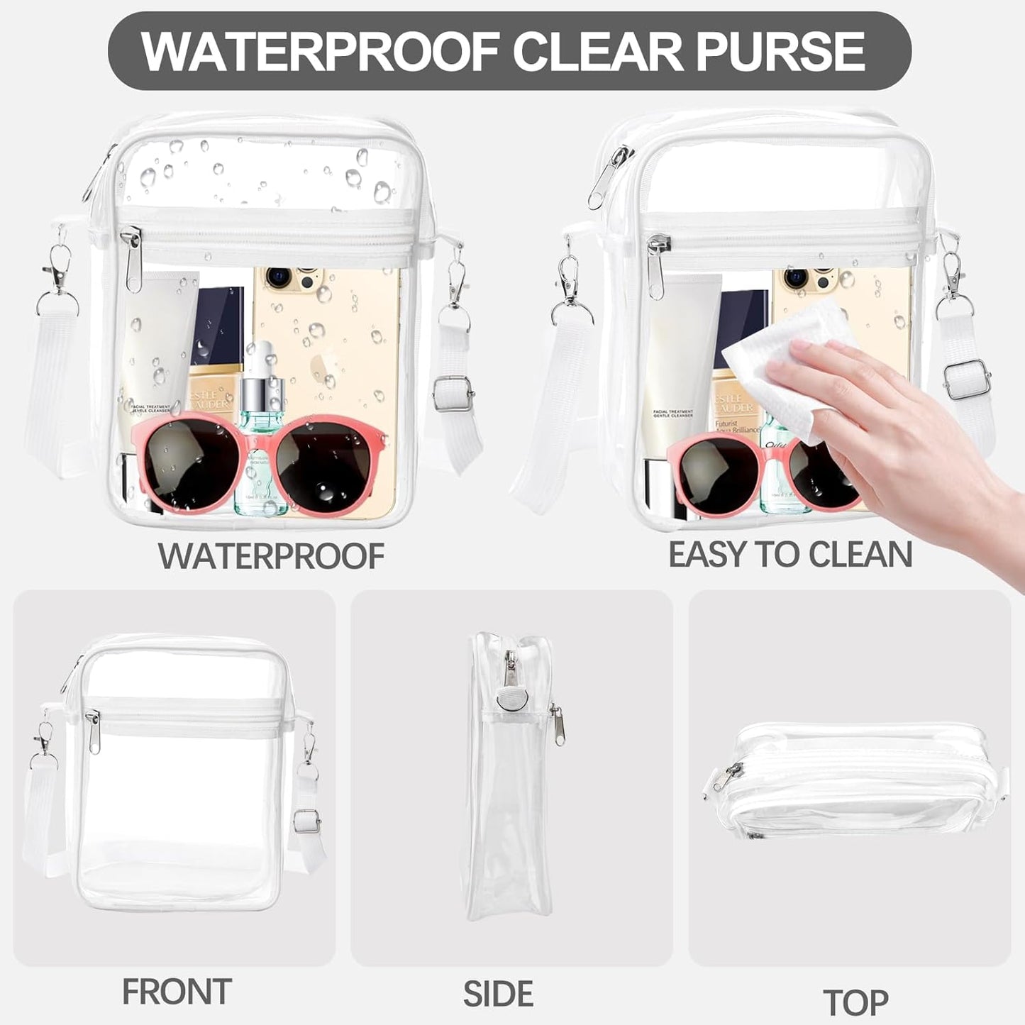 Clear Bag Stadium Approved, Clear Purse Crossbody Bag, Adjustable Shoulder Strap Clear Bags for Concerts