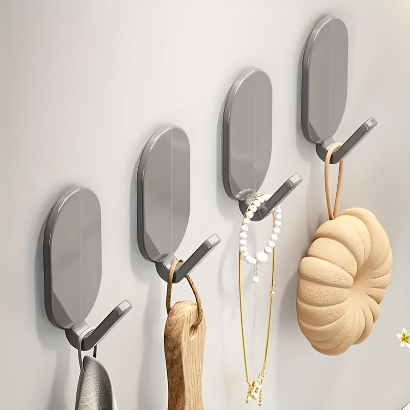 Heavy-Duty Adhesive Wall Hooks, 10-Pack - No-Drill, Damage-Free Installation for Multi-Purpose Use in Bathroom, Kitchen & More - Strong Hold, Black