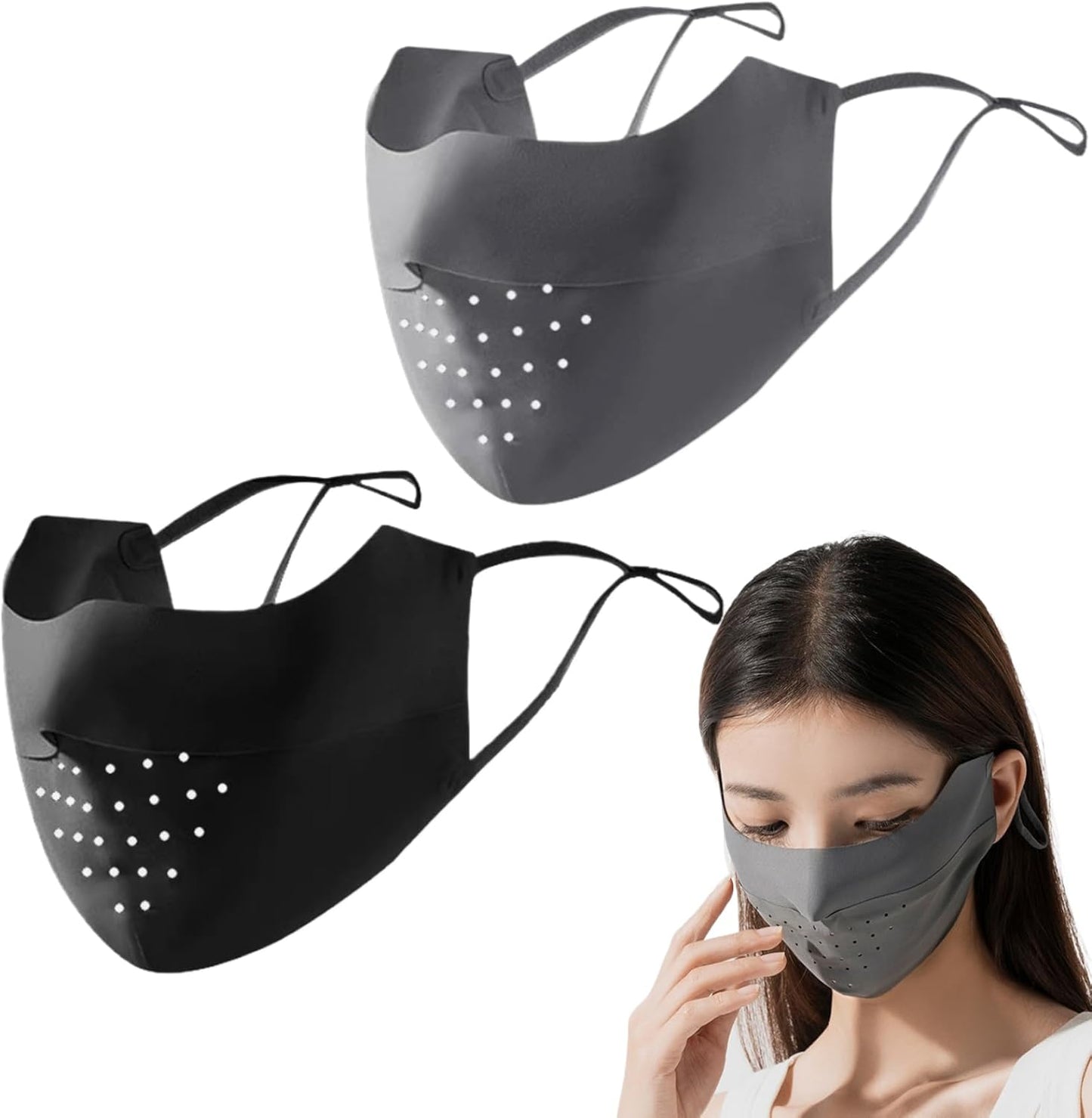 2Pcs Sun Protection Mask Breathable UV Masks UPF 50+ Face Mask for Women Reusable Soft Sunscreen Mask Washable Face Cover with Ear Hoops for Golf Cycling Sports,UV Masks