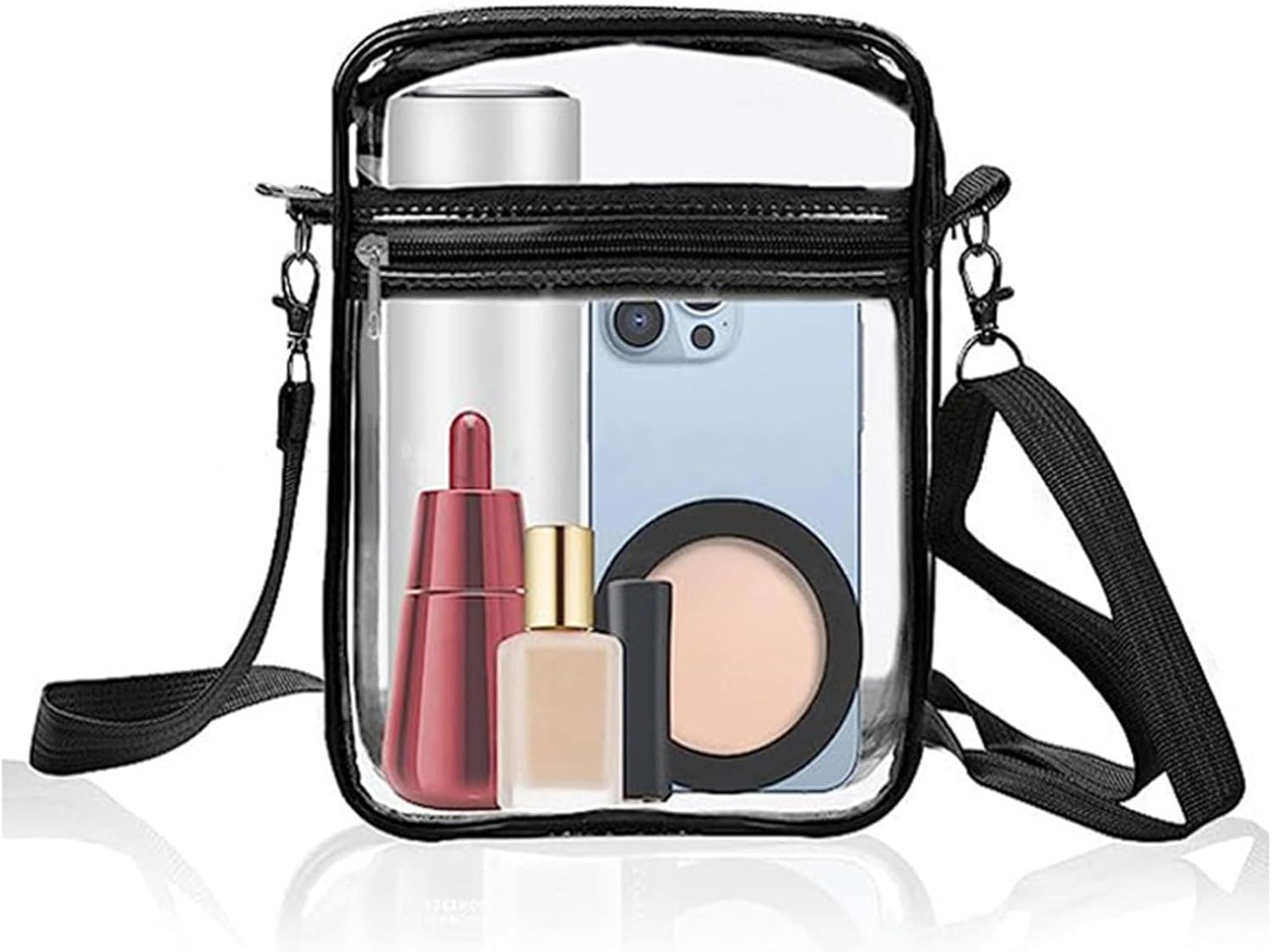 2-Pack Clear Bag Stadium Approved, Clear Crossbody Bag Purse Waterproof PVC Pocket（Style A :22 * 17 * 6cm+Style B: 20 * 15 * 5cm）