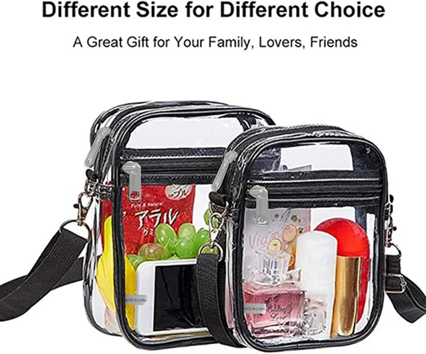 2-Pack Clear Bag Stadium Approved, Clear Crossbody Bag Purse Waterproof PVC Pocket（Style A :22 * 17 * 6cm+Style B: 20 * 15 * 5cm）