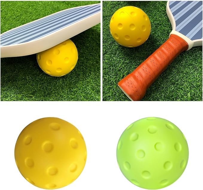 Noise-Reducing Foam Pickleballs-Soft PU Practice Balls for Indoor/Outdoor Training, Durable Vibration-Dampening Design with Lightweight Construction | Family Fun Games