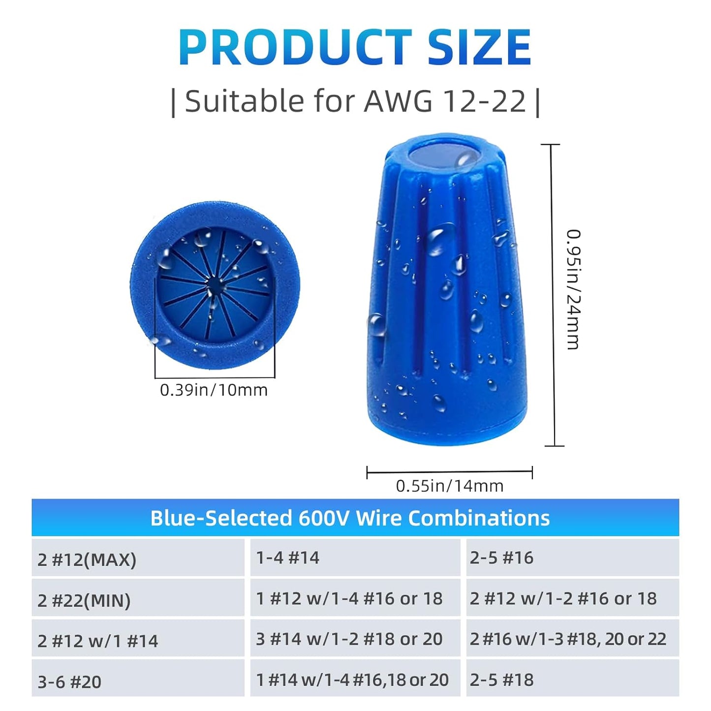 40PCS Waterproof Outdoor Wire Electrical Connectors,Sealant Twist Nuts Caps Cable Terminal Connector Gel for Landscape Light, Building Application, Wet Location Installation, 22AWG-12AWG, Medium Size