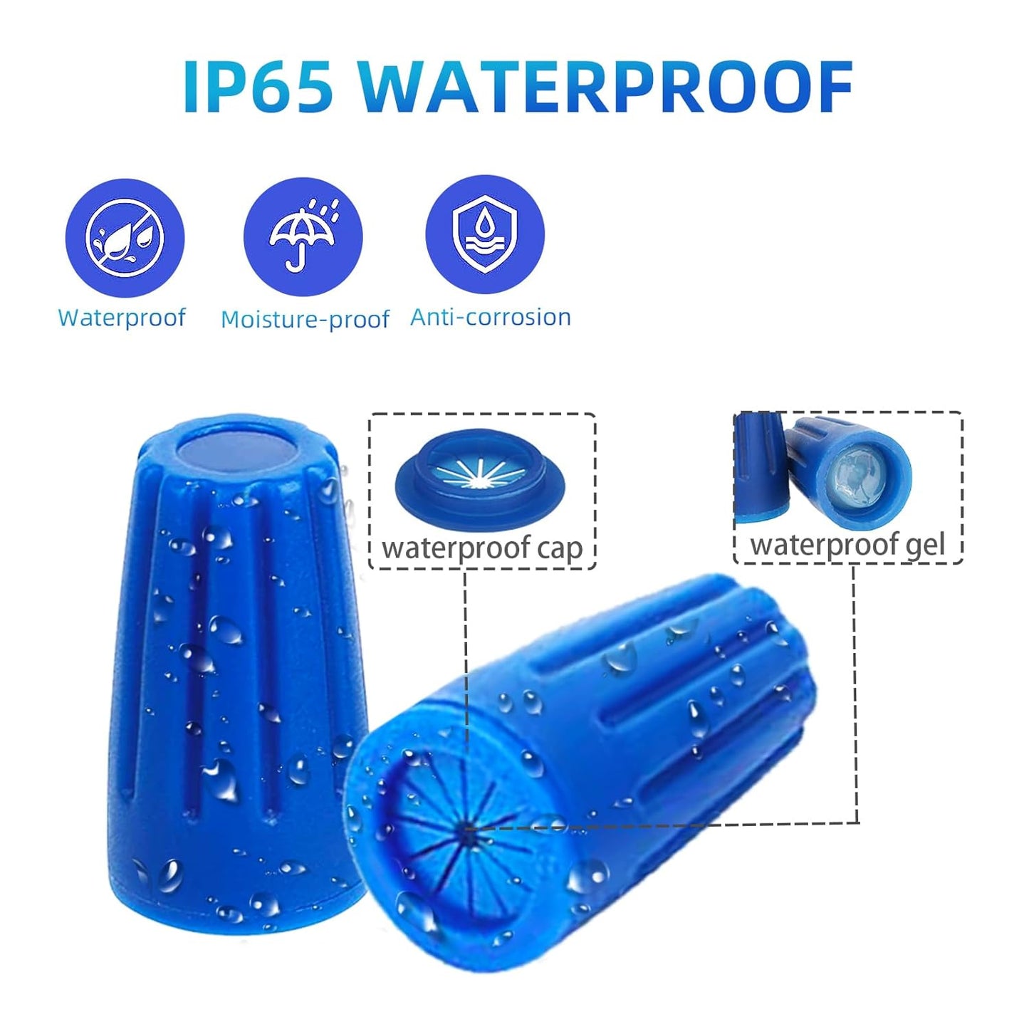 40PCS Waterproof Outdoor Wire Electrical Connectors,Sealant Twist Nuts Caps Cable Terminal Connector Gel for Landscape Light, Building Application, Wet Location Installation, 22AWG-12AWG, Medium Size
