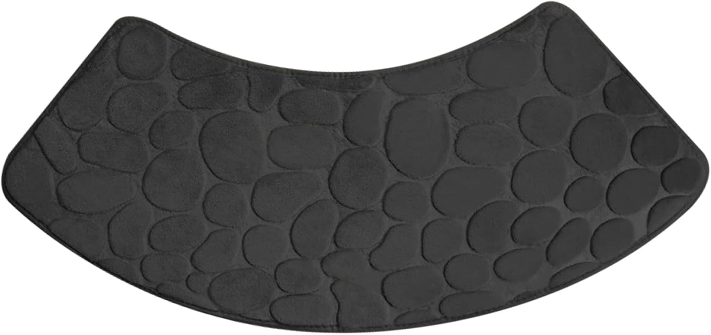 Bath Mat, Curved Shower Mat Non-Slip Quadrant Shower Mat Super Absorbent Corner Shower Mat Machine Washable Fan-Shaped Bathroom Carpet Rugs, Black, 16x39 inches
