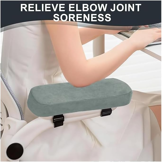 2 Pack Chair Armrest Pads,Chair Armrest Cooling Gel Cushions, Ergonomic Armrest Pads,Office Chair Armrest Pads Covers with Memory Foam Elbow Pillow for Forearm Pressure Relief for Computer (Grey)