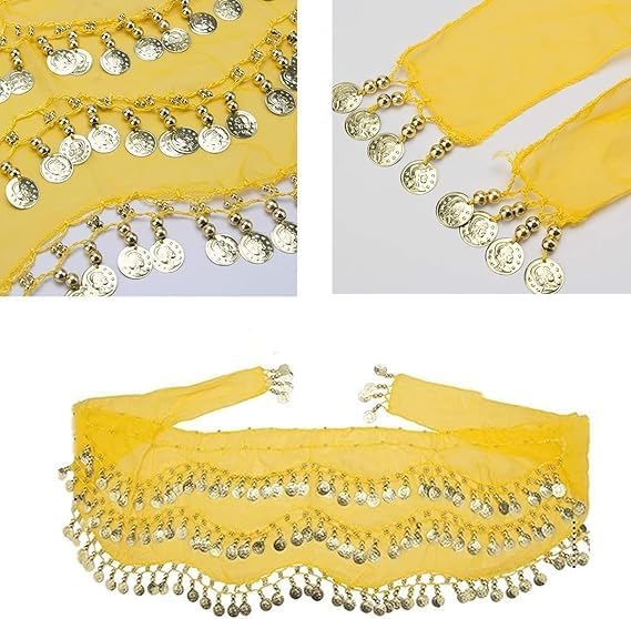 Belly Dance Hip Scarf,Belly Dance Hip Scarf Belly Dance Skirt with Gold Coins Bling Belly Dance Outfit