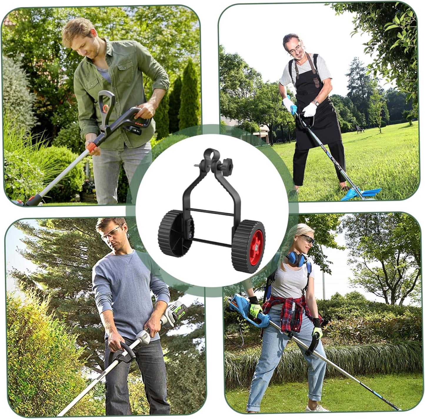 String Trimmer Wheel Attachment, Weed Wacker Attachments, Adjustable Support Wheels, Non-Slip Detachable Lawn Mower Support Wheels Labor-Saving Replacement for Most Mowers