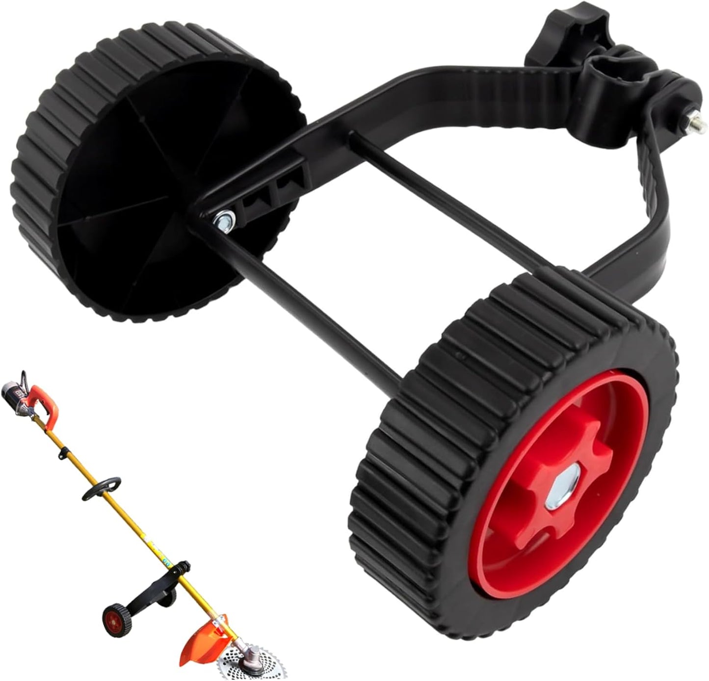 String Trimmer Wheel Attachment, Weed Wacker Attachments, Adjustable Support Wheels, Non-Slip Detachable Lawn Mower Support Wheels Labor-Saving Replacement for Most Mowers