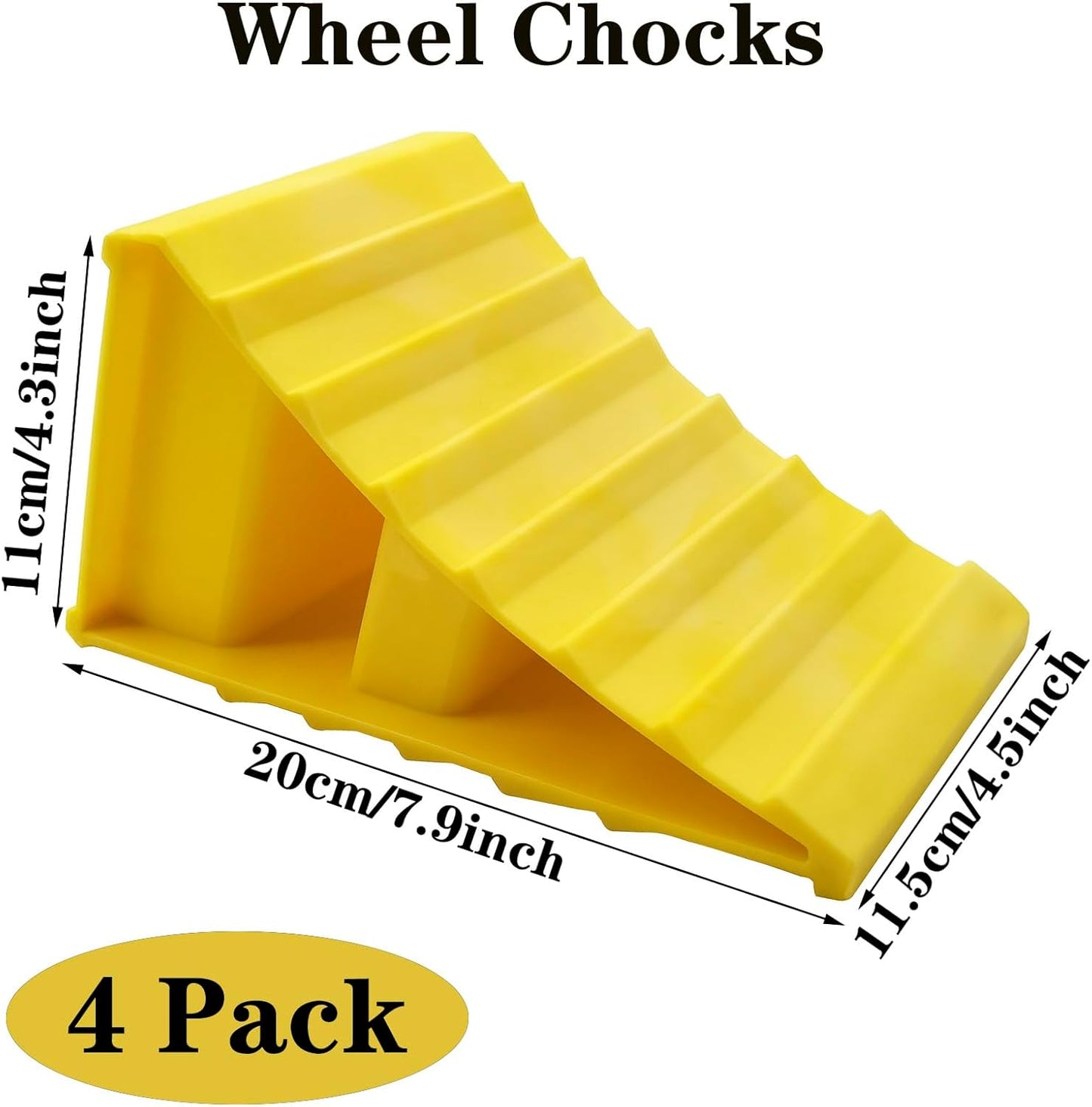 4 Pack Wheel Chocks, Non Slip Base, Tire Chocks，Heavy Duty Safety Wheel Chocks for RV, Trailer - Car Truck Stopper，Helps Keep Your Trailer or RV in Place