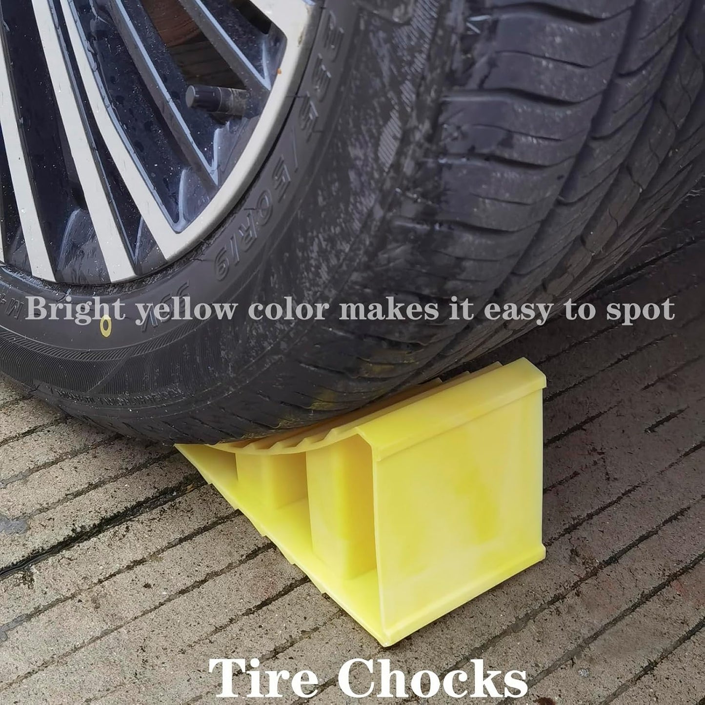 4 Pack Wheel Chocks, Non Slip Base, Tire Chocks，Heavy Duty Safety Wheel Chocks for RV, Trailer - Car Truck Stopper，Helps Keep Your Trailer or RV in Place