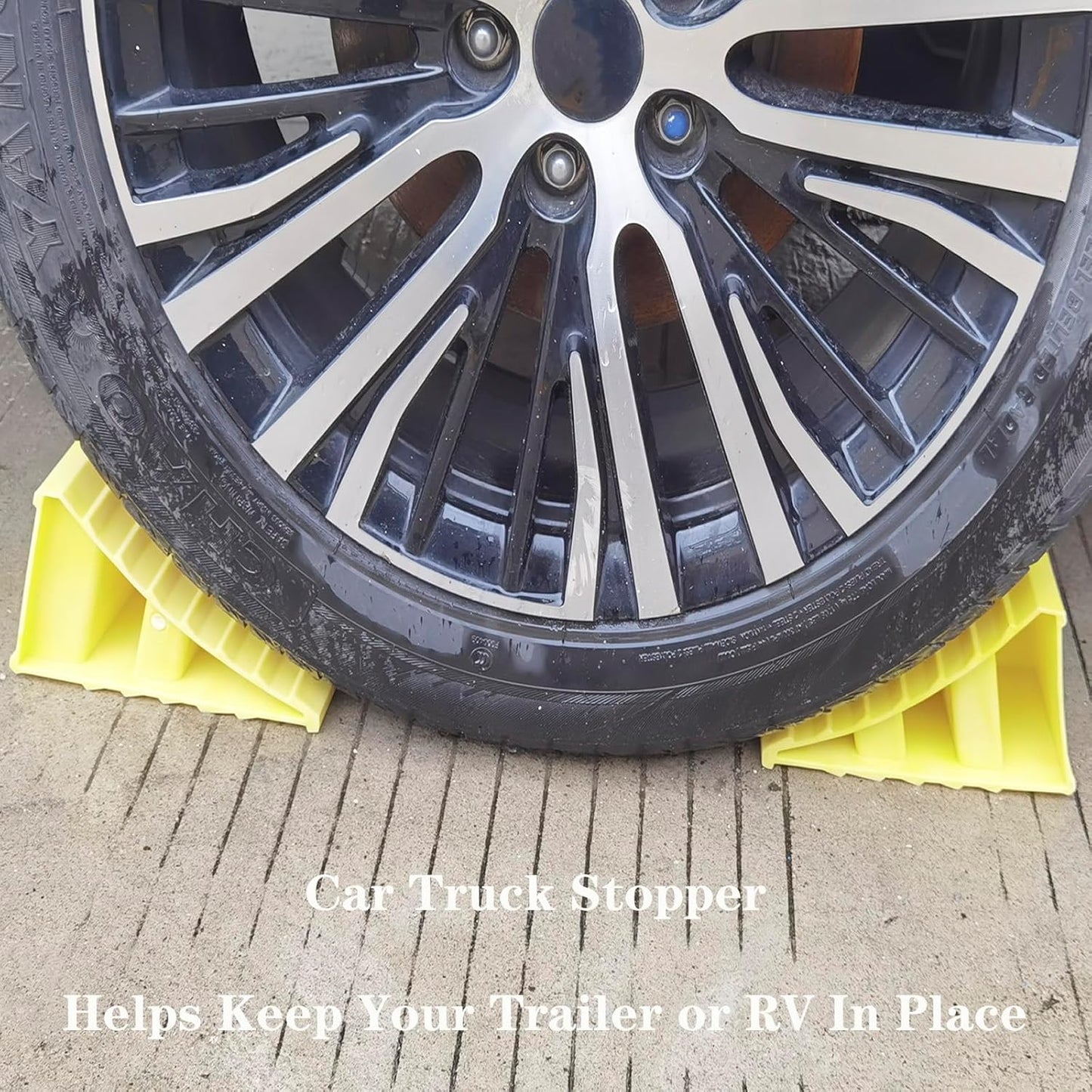4 Pack Wheel Chocks, Non Slip Base, Tire Chocks，Heavy Duty Safety Wheel Chocks for RV, Trailer - Car Truck Stopper，Helps Keep Your Trailer or RV in Place