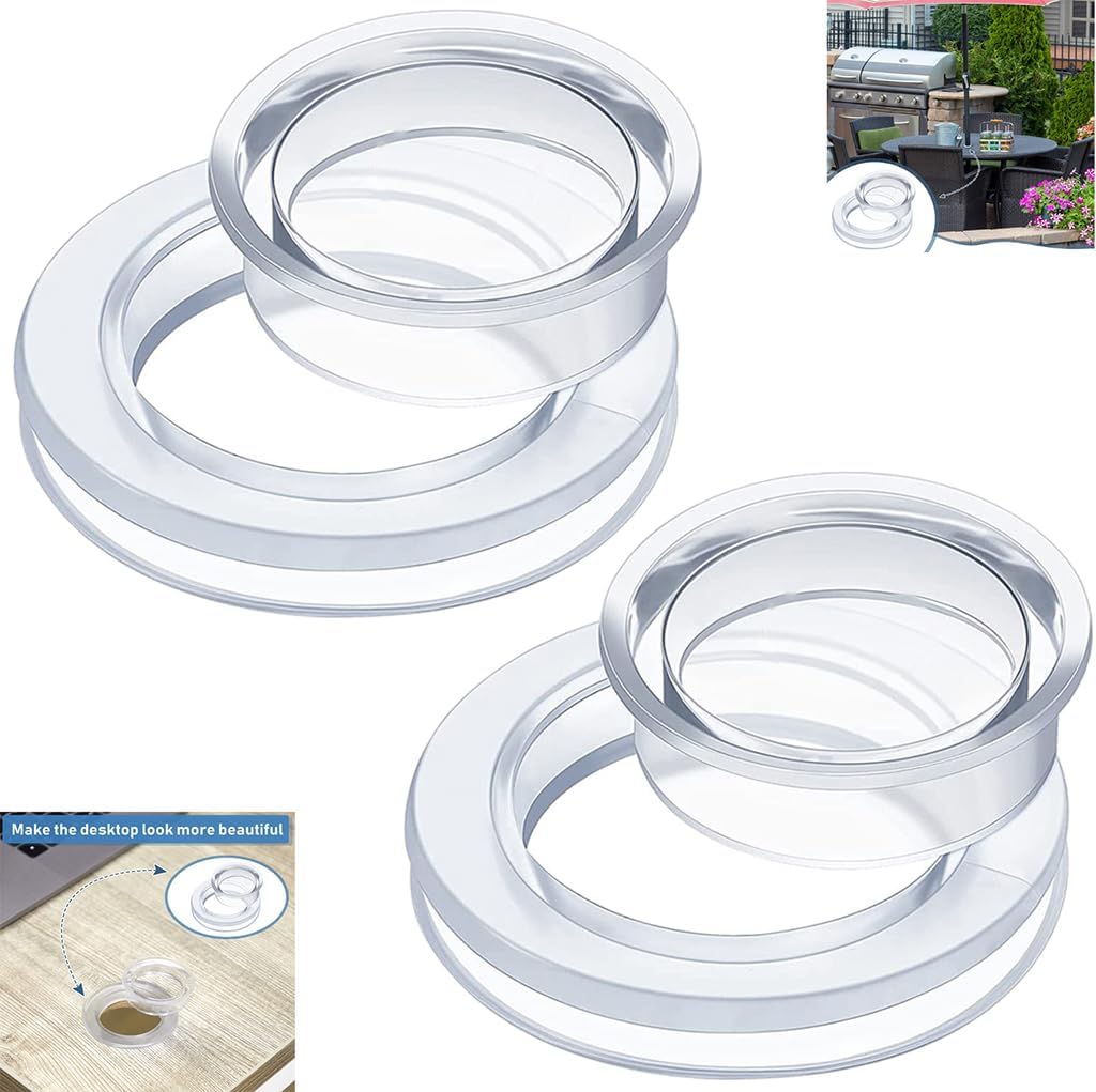 Standard Size Silicone Umbrella Hole Plug And Cap Set For Glass Outdoors Patio Table Deck Yard 2 Inch (Clear) Patio Table Hole Replacement For Umbrella