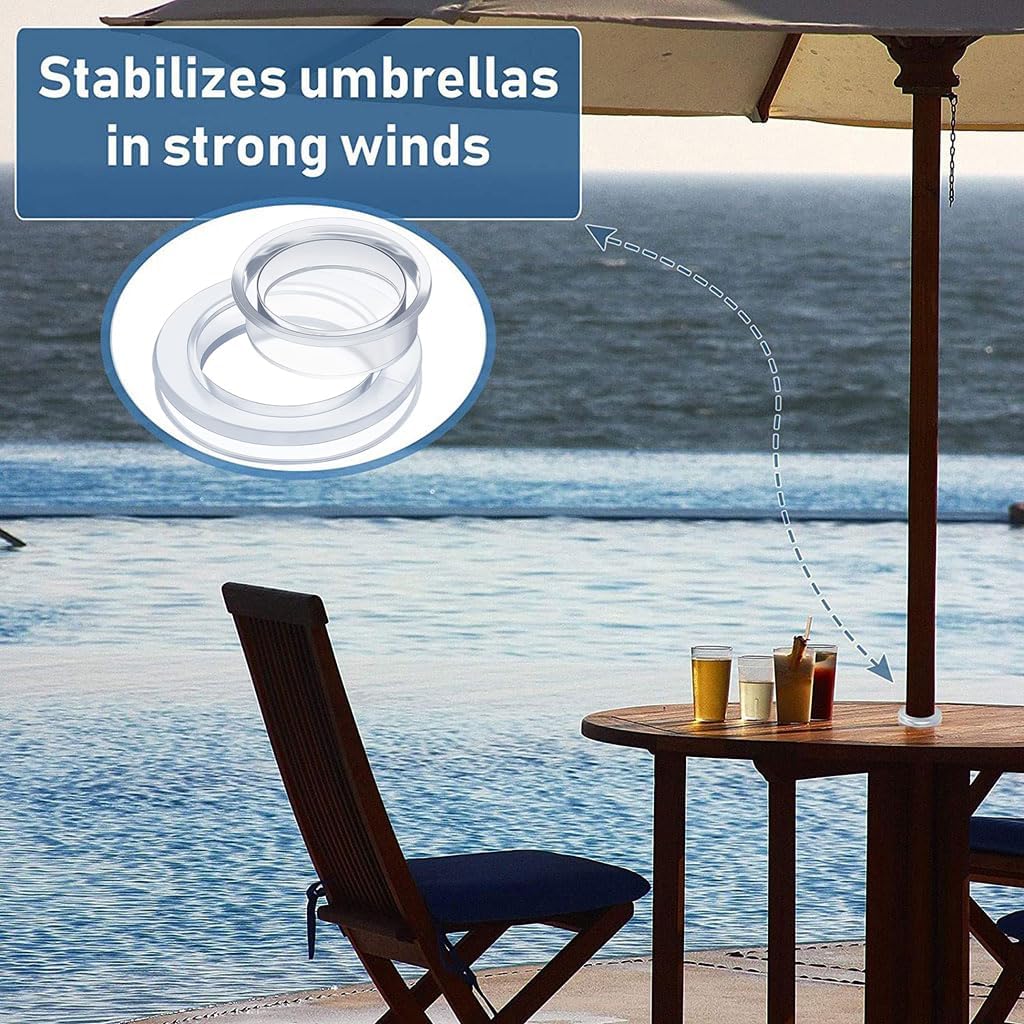 Standard Size Silicone Umbrella Hole Plug And Cap Set For Glass Outdoors Patio Table Deck Yard 2 Inch (Clear) Patio Table Hole Replacement For Umbrella