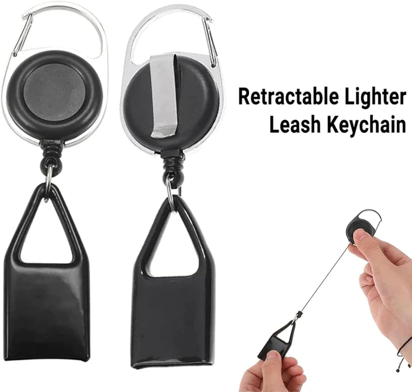 2Pcs Black Pants Lighter Clip,Retractable Lighter Belt,Anti Lost Retractable Lighter Cover Leash,Keychain Belt,Lighter Leash for Fishing Hiking,Lighter Protective Cover for Camping,House Supplies